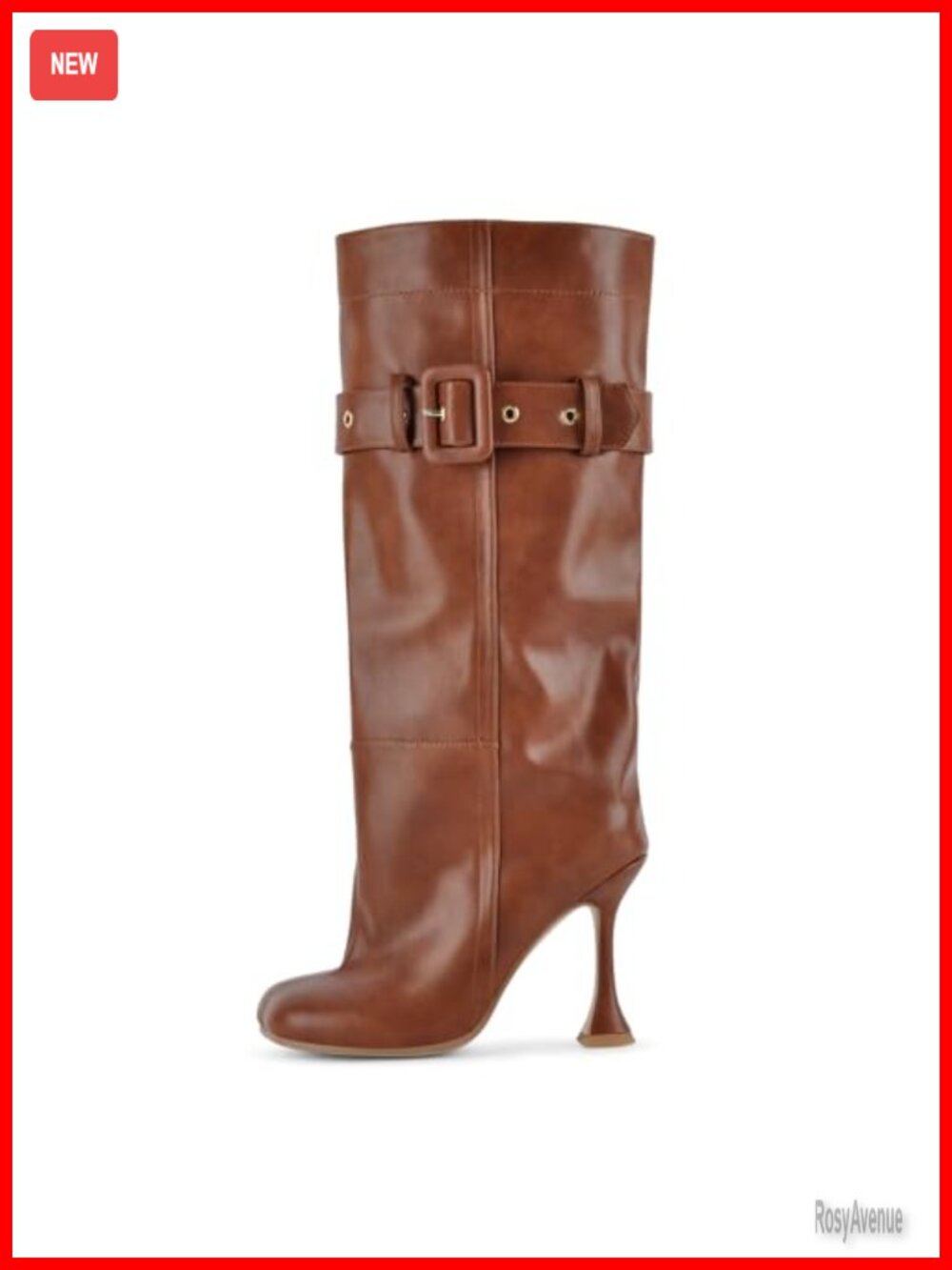 Slouch Wide Calf Knee High Boots Square Toe Stiletto Heel Faux Leather